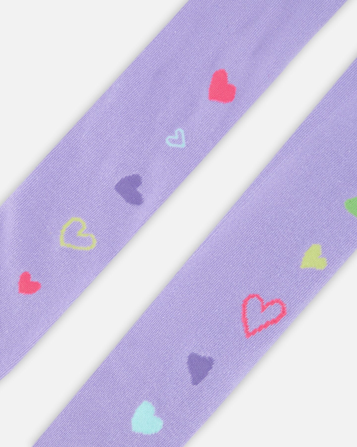 Knit Tights Lavender With Hearts - Image 4