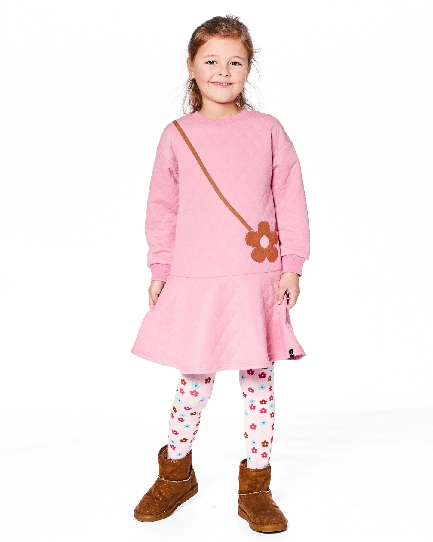 Knit Tights Light Pink With Flowers - Image 2