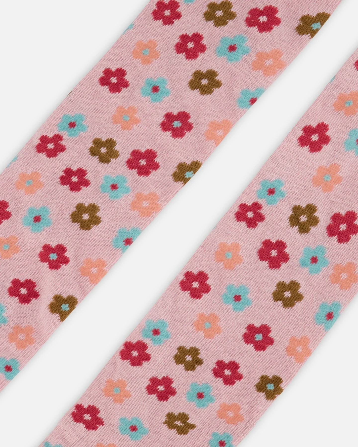 Knit Tights Light Pink With Flowers - Image 4
