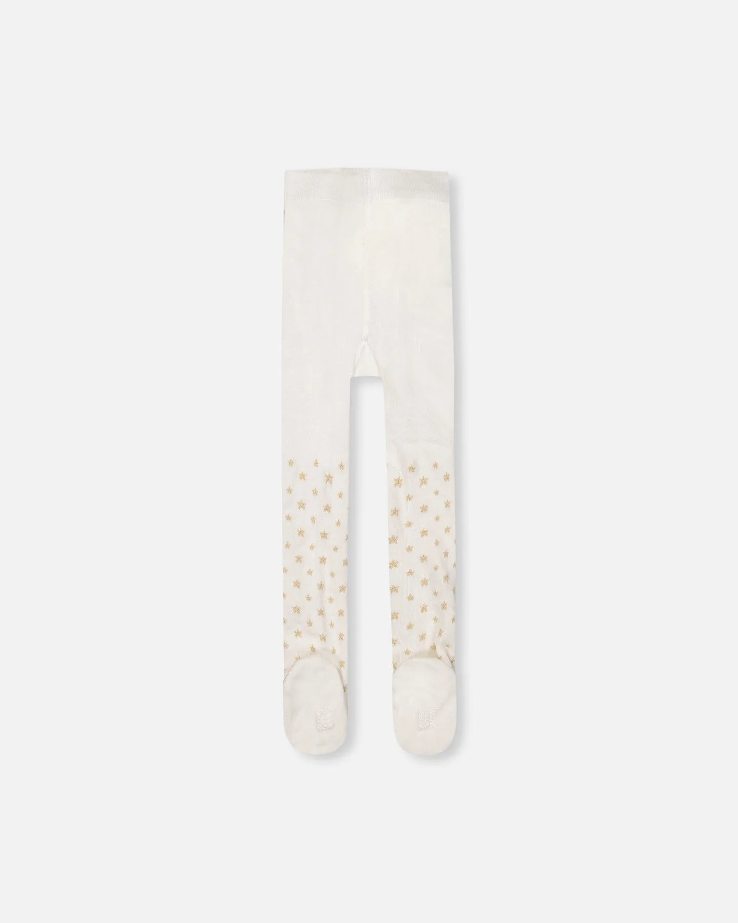 Knit Tights Off-White With Golden Star Pattern - Image 2