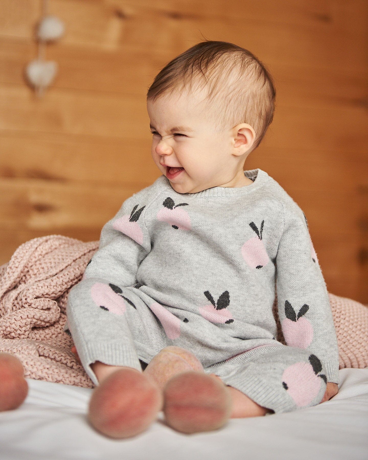 Knitted Jacquard Jumpsuit Gray With Apples - Image 2