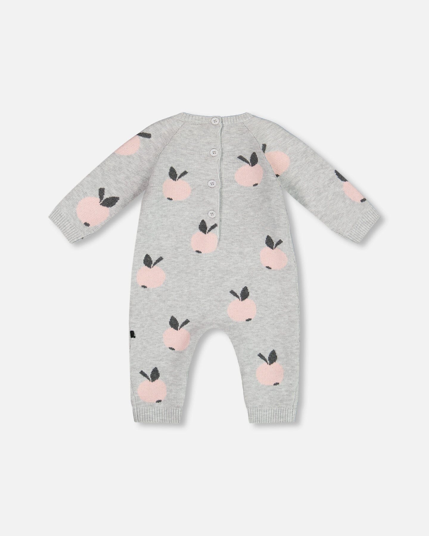 Knitted Jacquard Jumpsuit Gray With Apples - Image 3