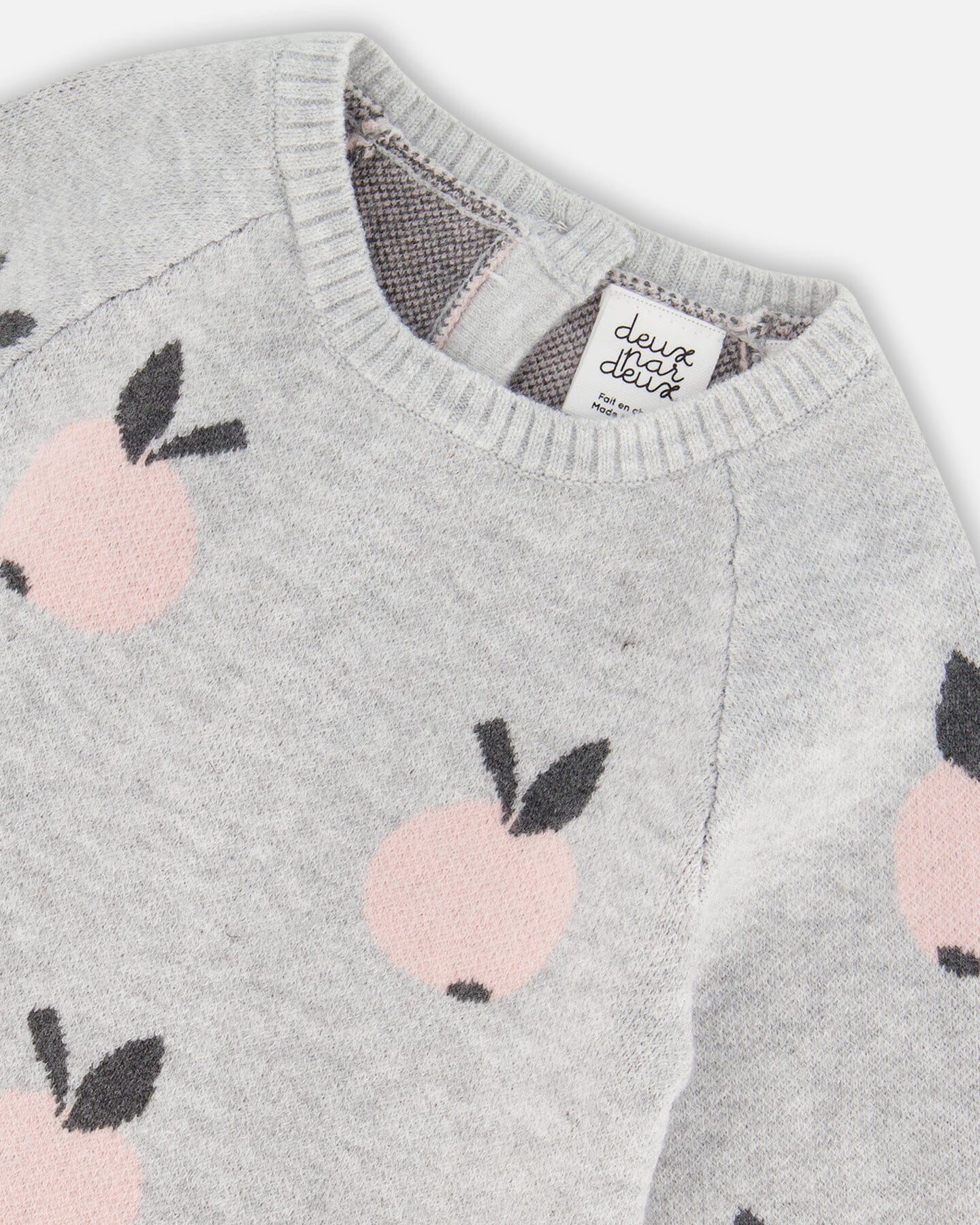 Knitted Jacquard Jumpsuit Gray With Apples - Image 4