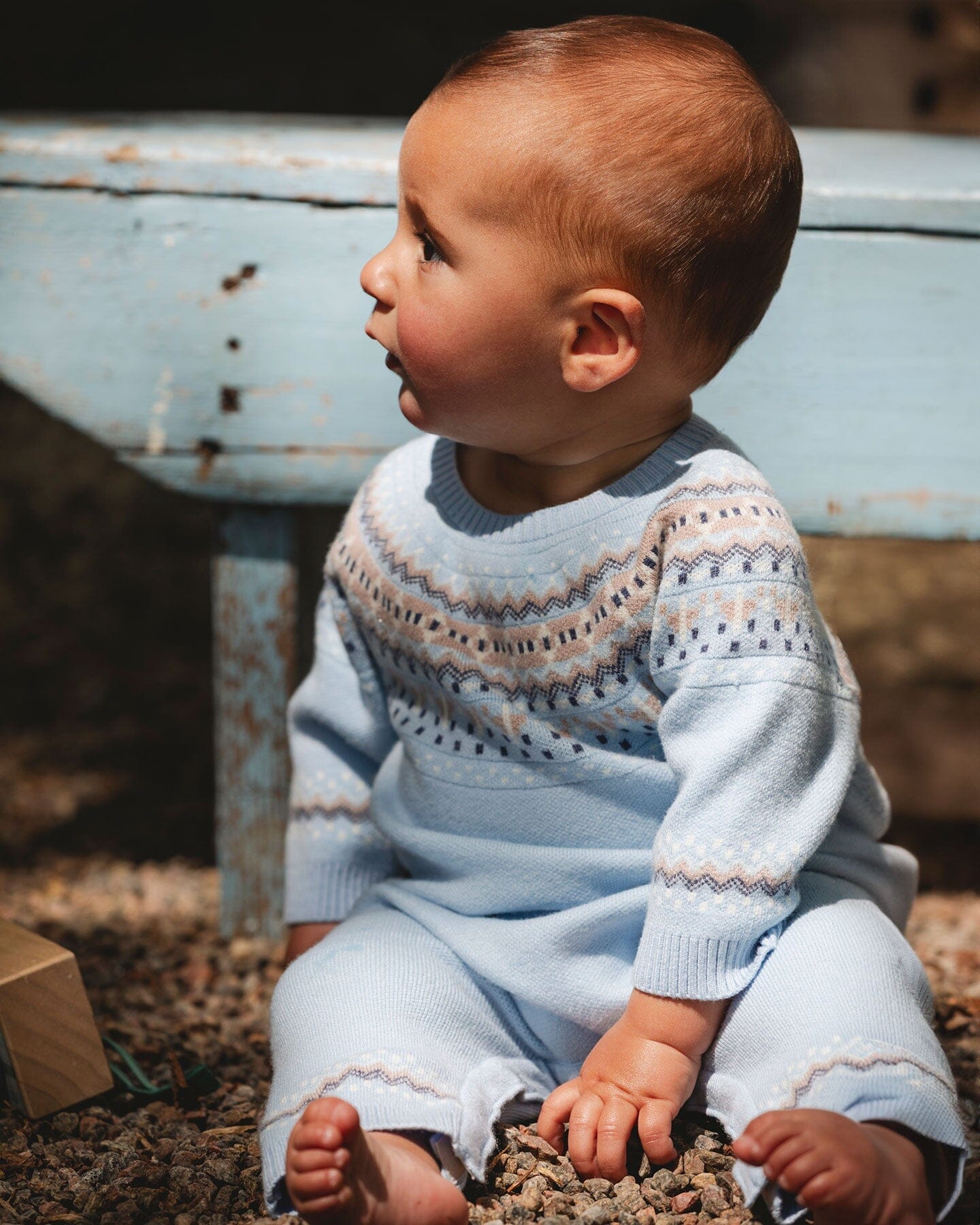 Knitted Jacquard Romper Light Blue - Image 2