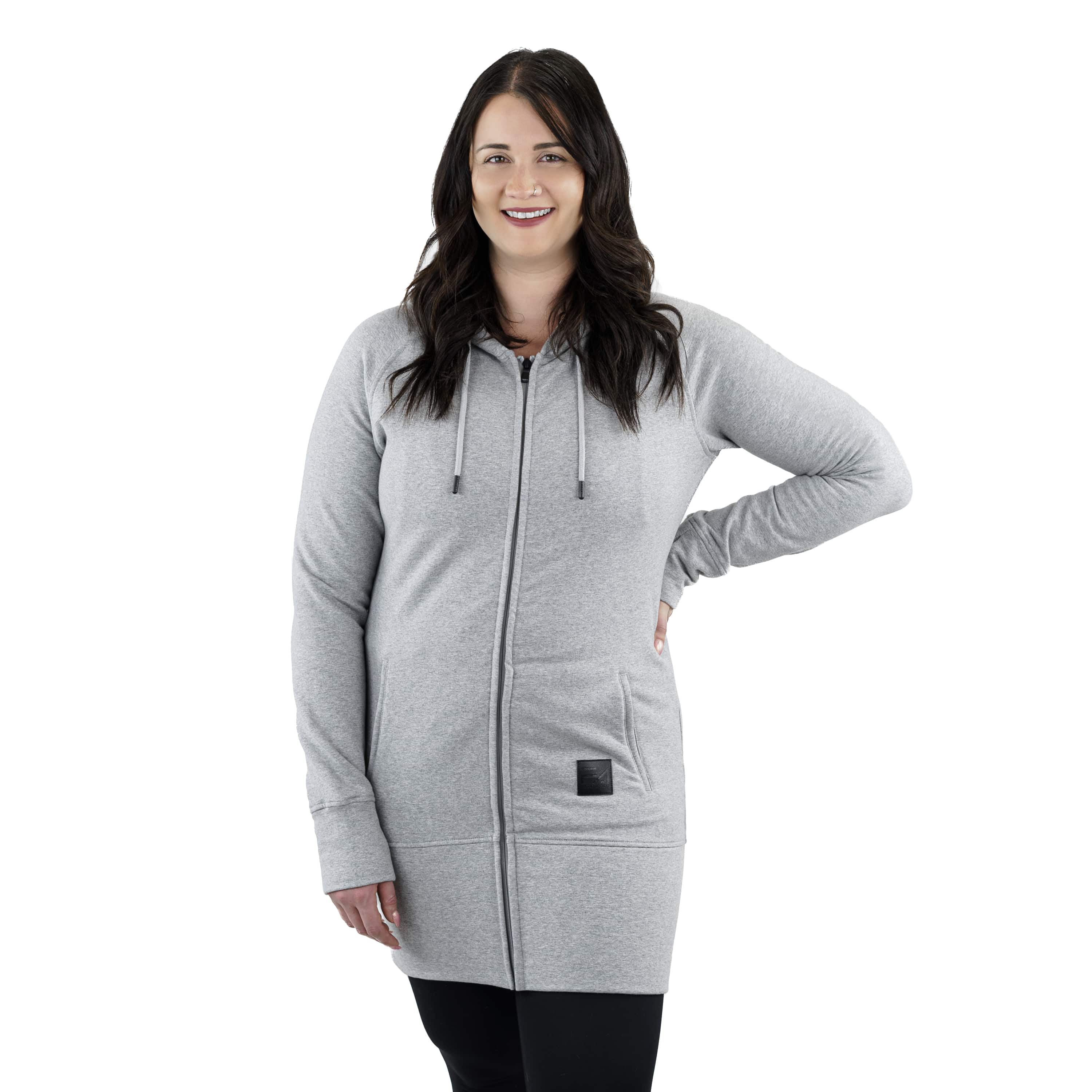 Kora Long Zipup Hoodie Heather Grey - Image 3