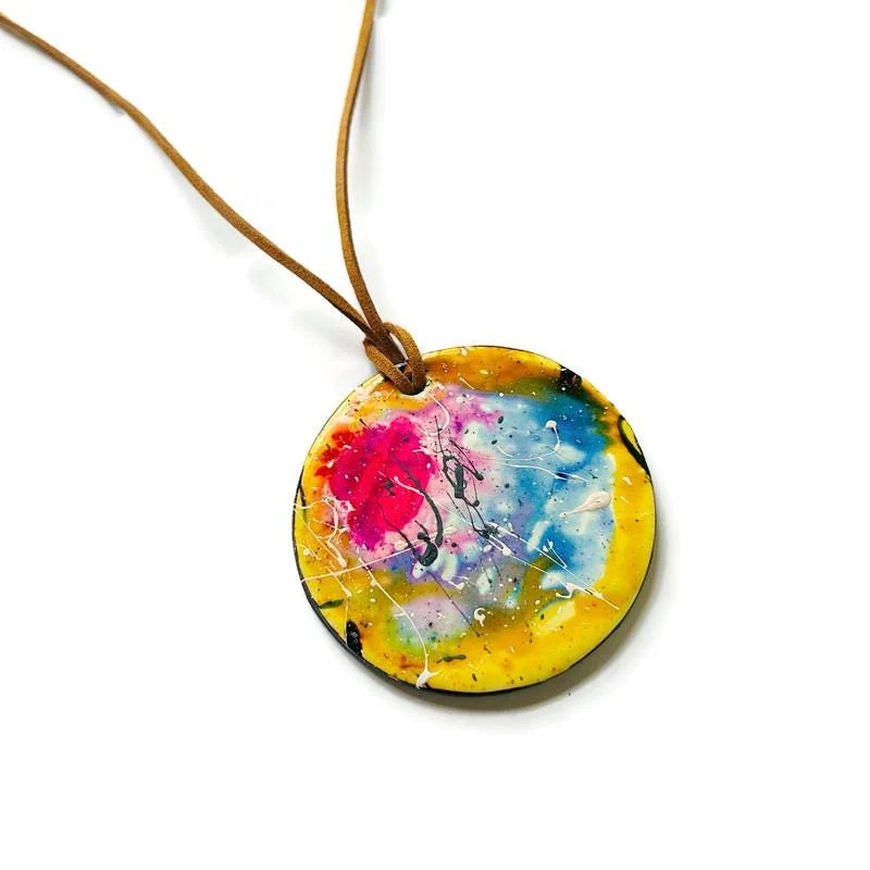 Large Abstract Art Pendant Necklace Handmade - Image 3