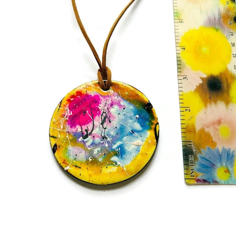 Large Abstract Art Pendant Necklace Handmade - Image 4