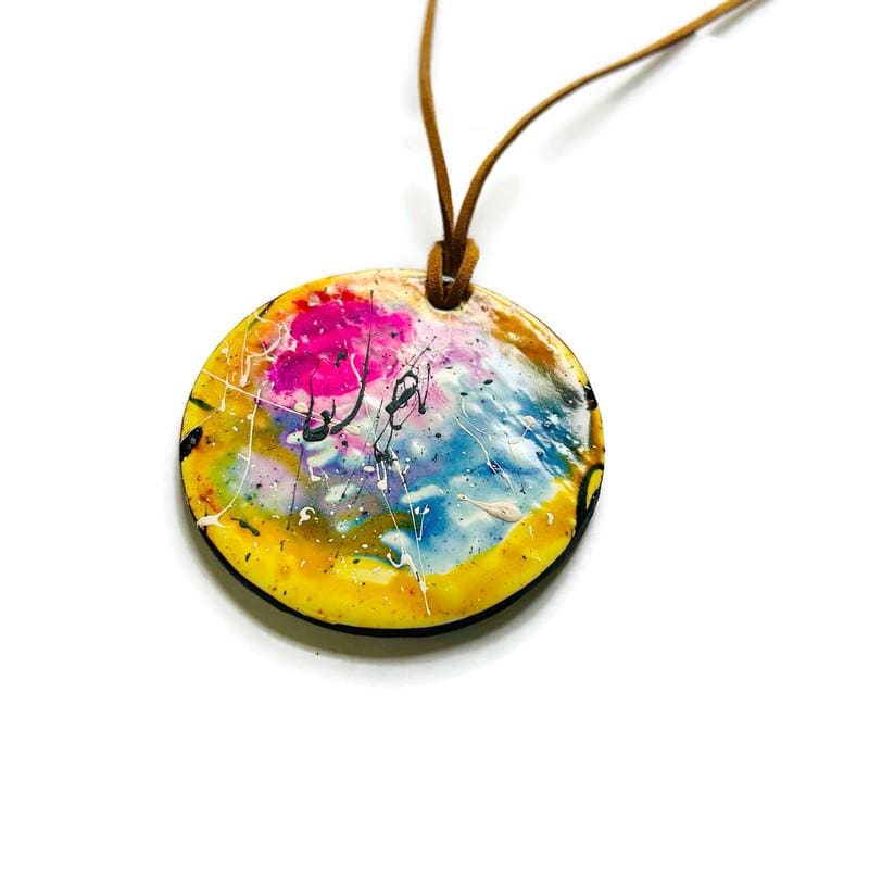 Large Abstract Art Pendant Necklace Handmade - Image 5