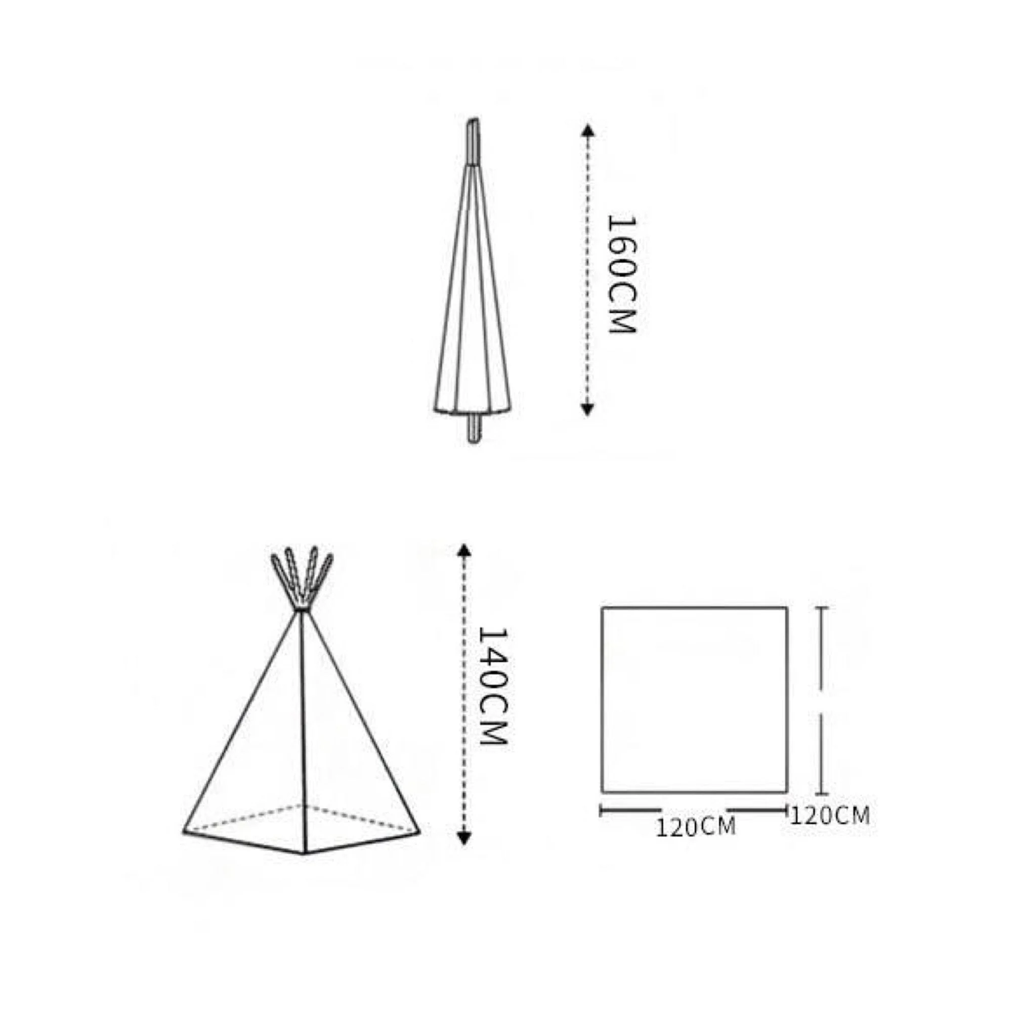 Large Foldable Kids Canvas Teepee Play Tent With Lights  ( White ) - Image 4