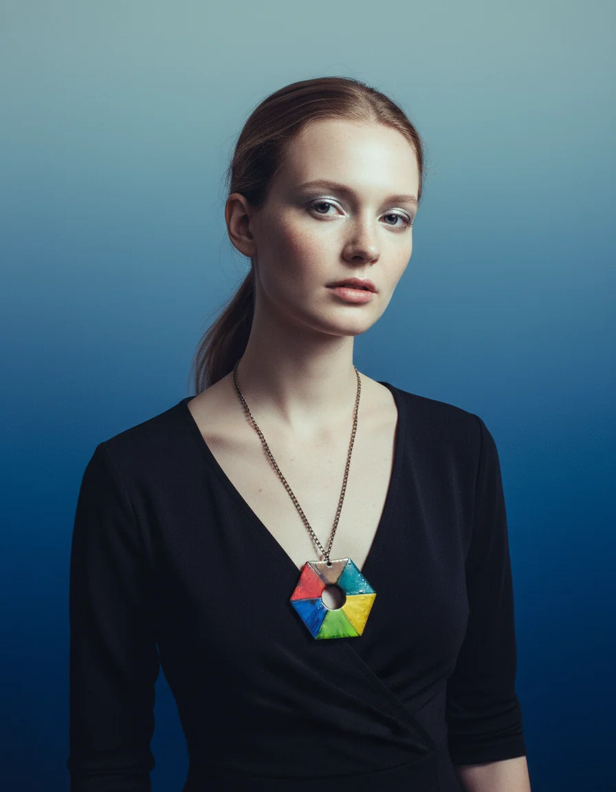 Large Hexagon Pendant Necklace Handmade - Image 4