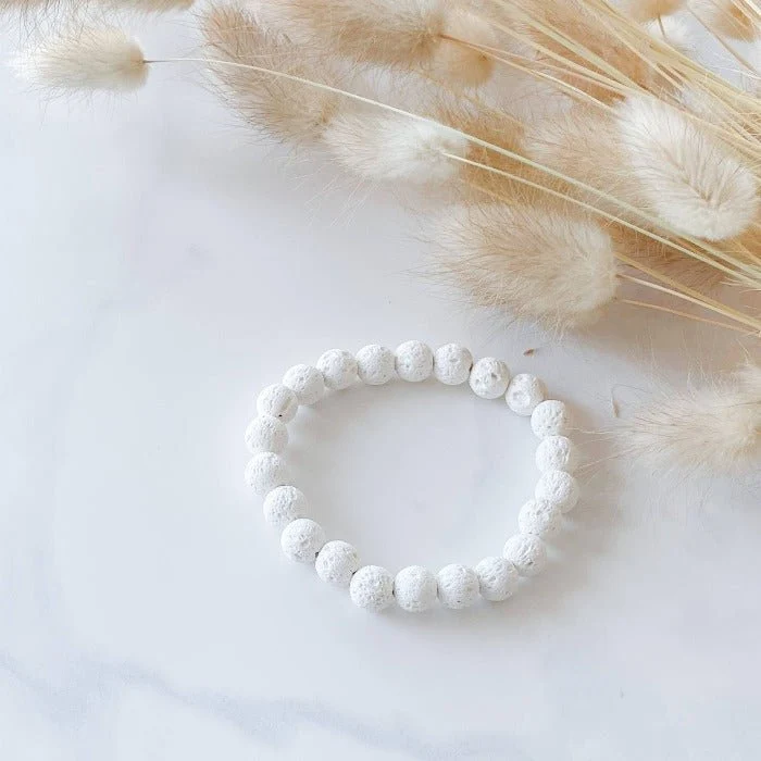 LAVE | Bracelet diffuseur en pierres de lave blanche - Image 3