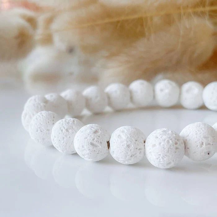 LAVE | Bracelet diffuseur en pierres de lave blanche - Image 5