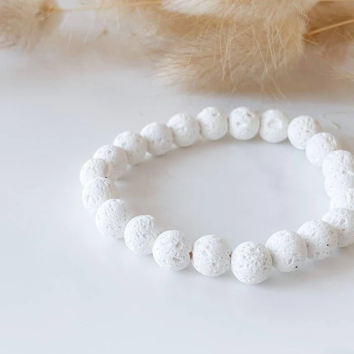 LAVE | Bracelet diffuseur en pierres de lave blanche - Image 6