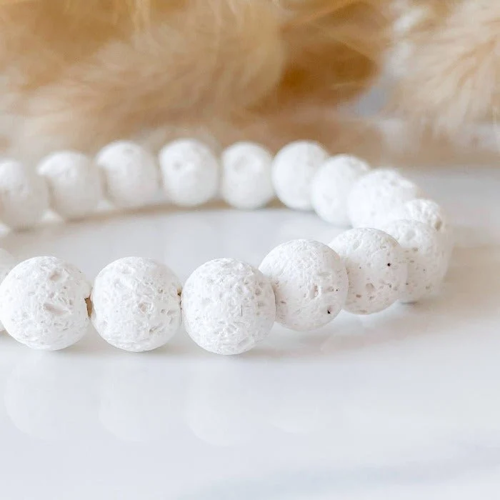 LAVE | Bracelet diffuseur en pierres de lave blanche - Image 7