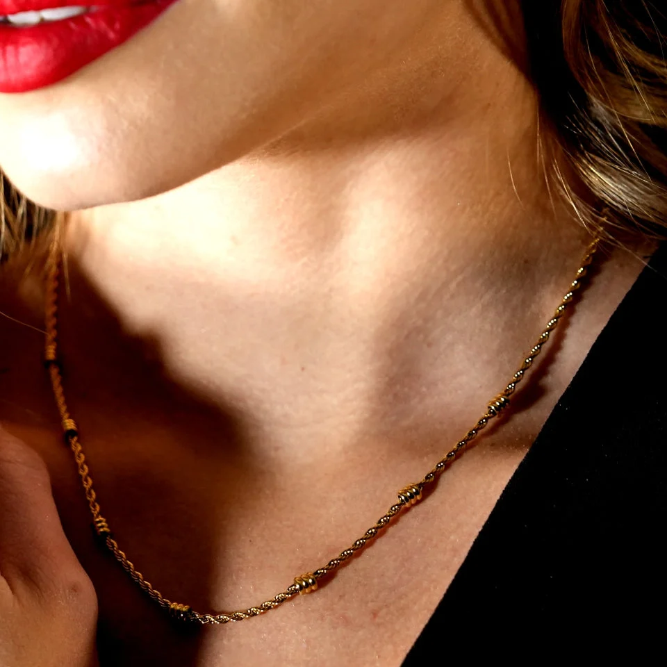 LEMOGES Gold: Beaded Rope Chain Necklace - Image 2