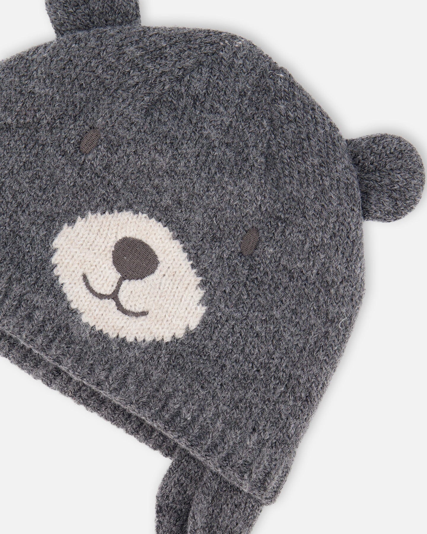 Lined Knit Hat With Ears Gray - Image 4