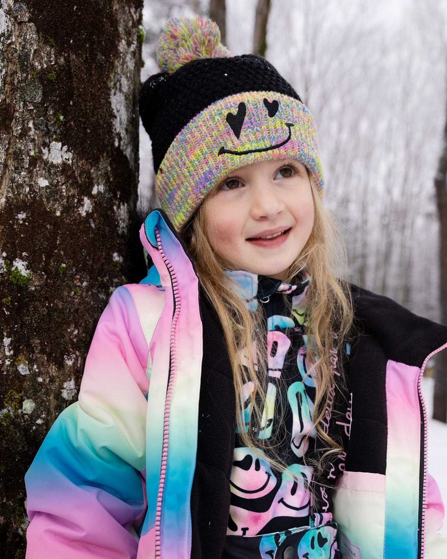Lined Knit Hat With Pompom Black And Multicolor - Image 2