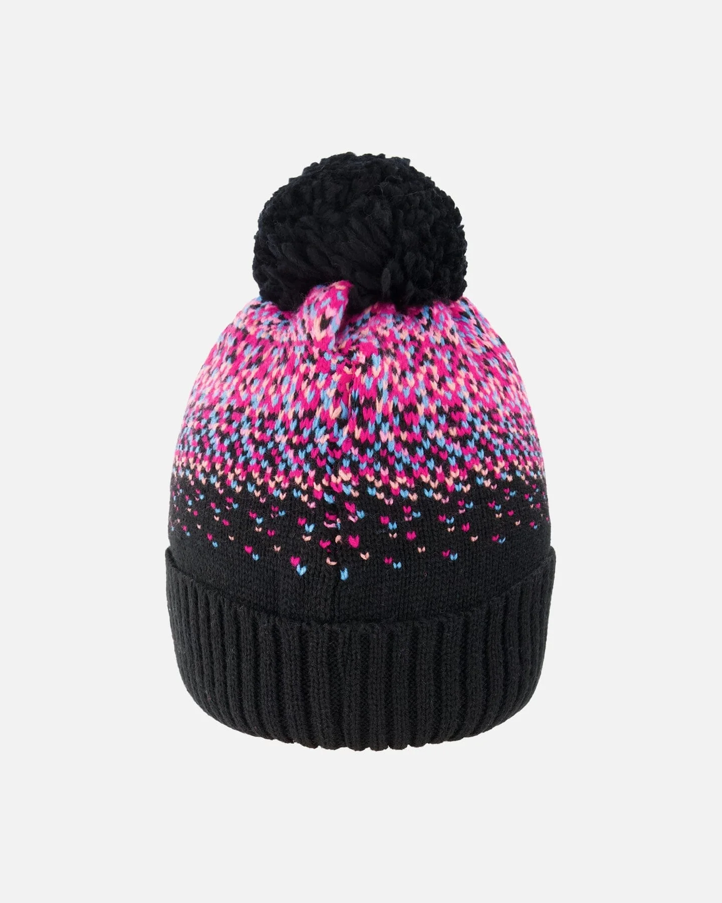 Lined Knit Pompom Hat Black And Pink - Image 3