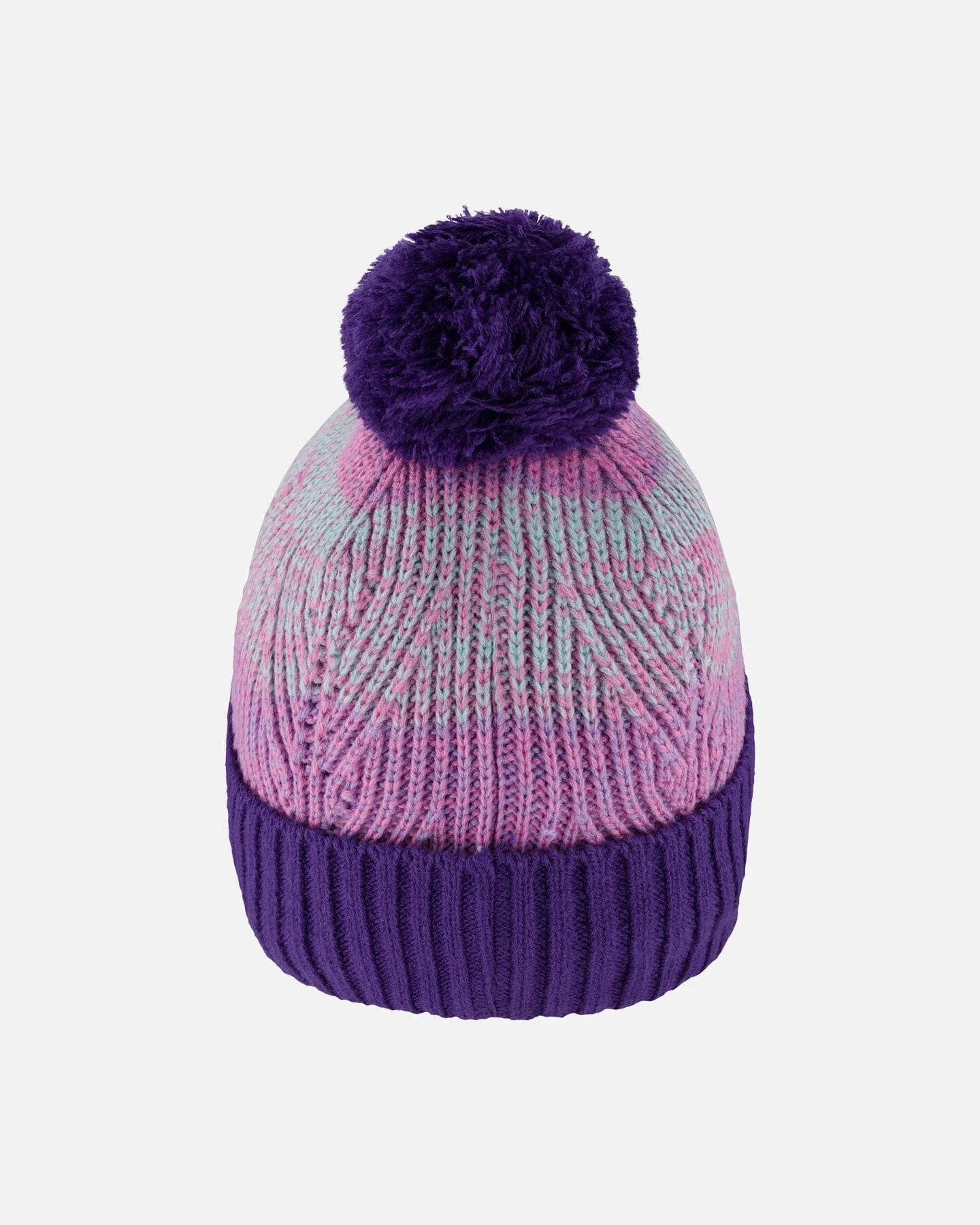 Lined Knit Pompom Hat Purple And Pink - Image 4