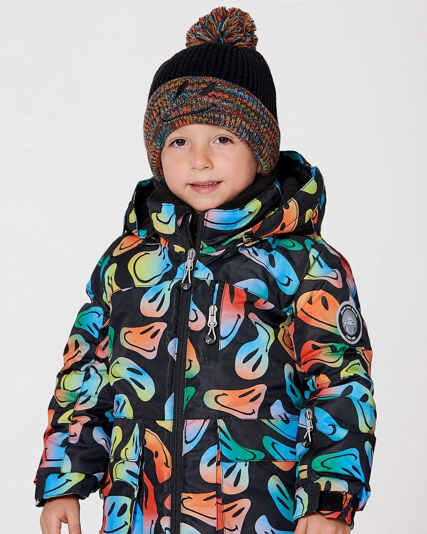 Lined Knit Winter Hat With Pompom Black And Multicolor - Image 3