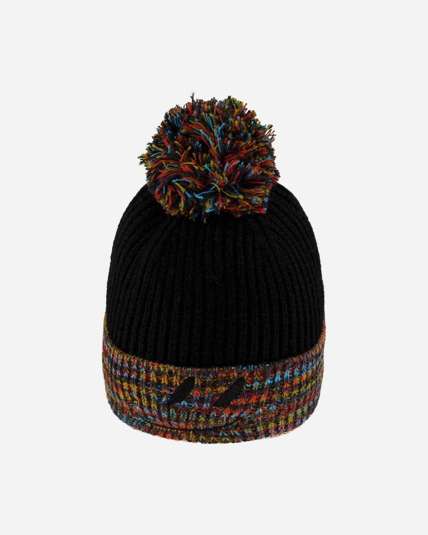 Lined Knit Winter Hat With Pompom Black And Multicolor - Image 4