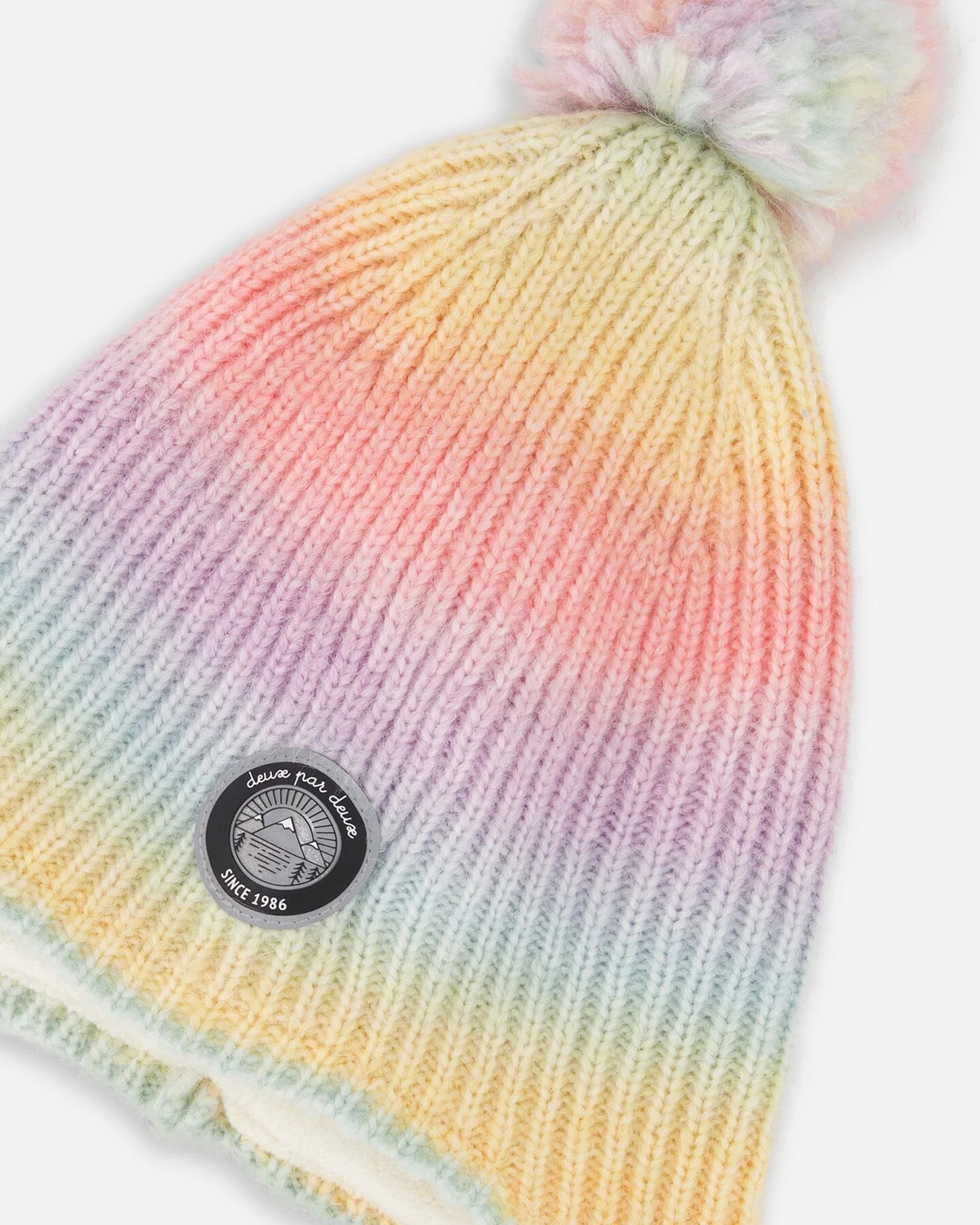 Lined Peruvian Knit Pompom Hat Multicolor - Image 4