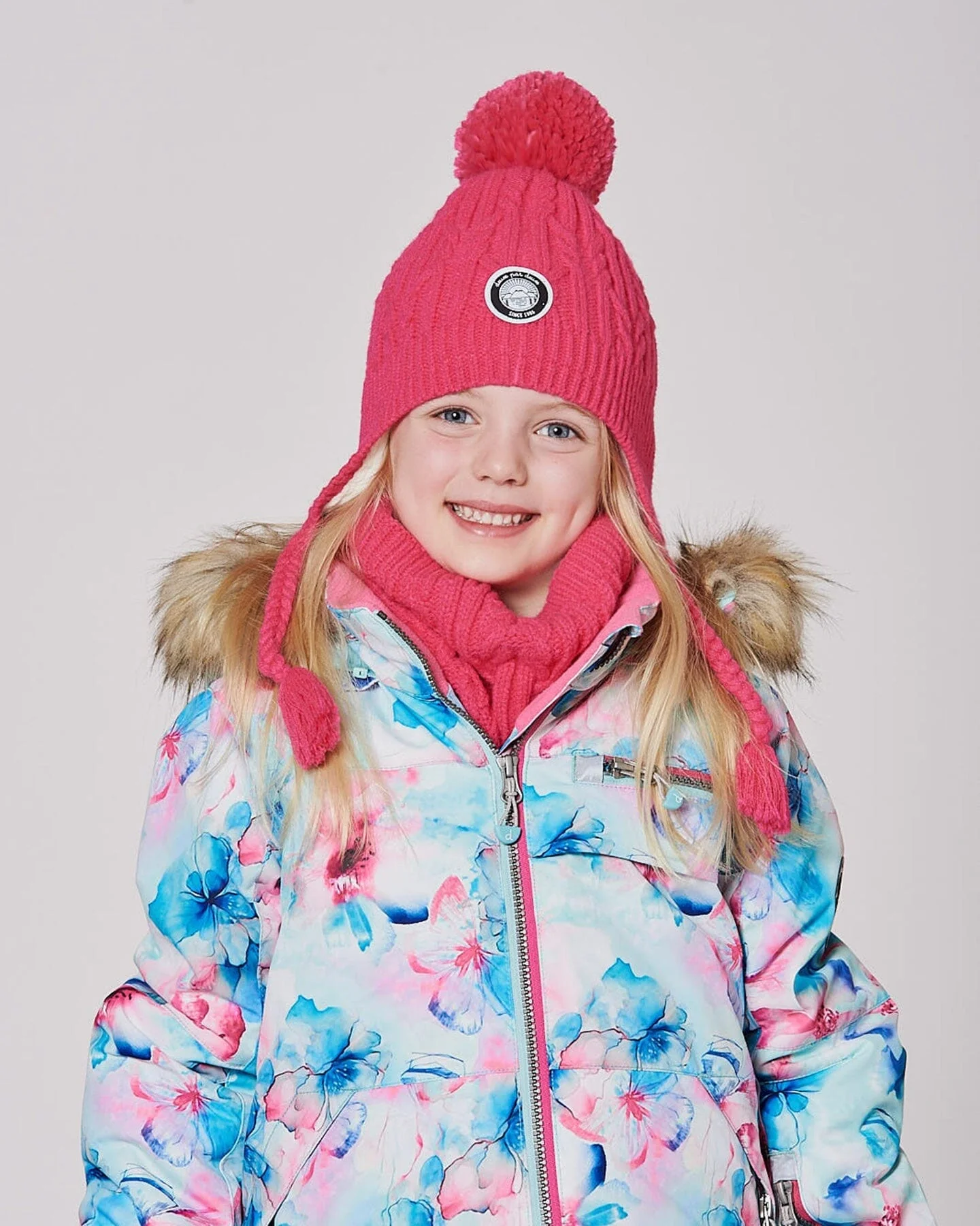 Lined Winter Hat With Pompom Flash Coral - Image 2