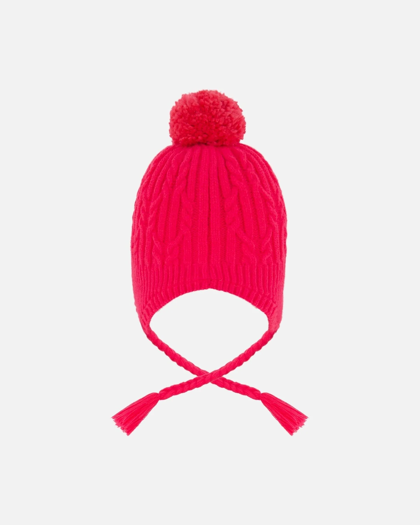 Lined Winter Hat With Pompom Flash Coral - Image 3