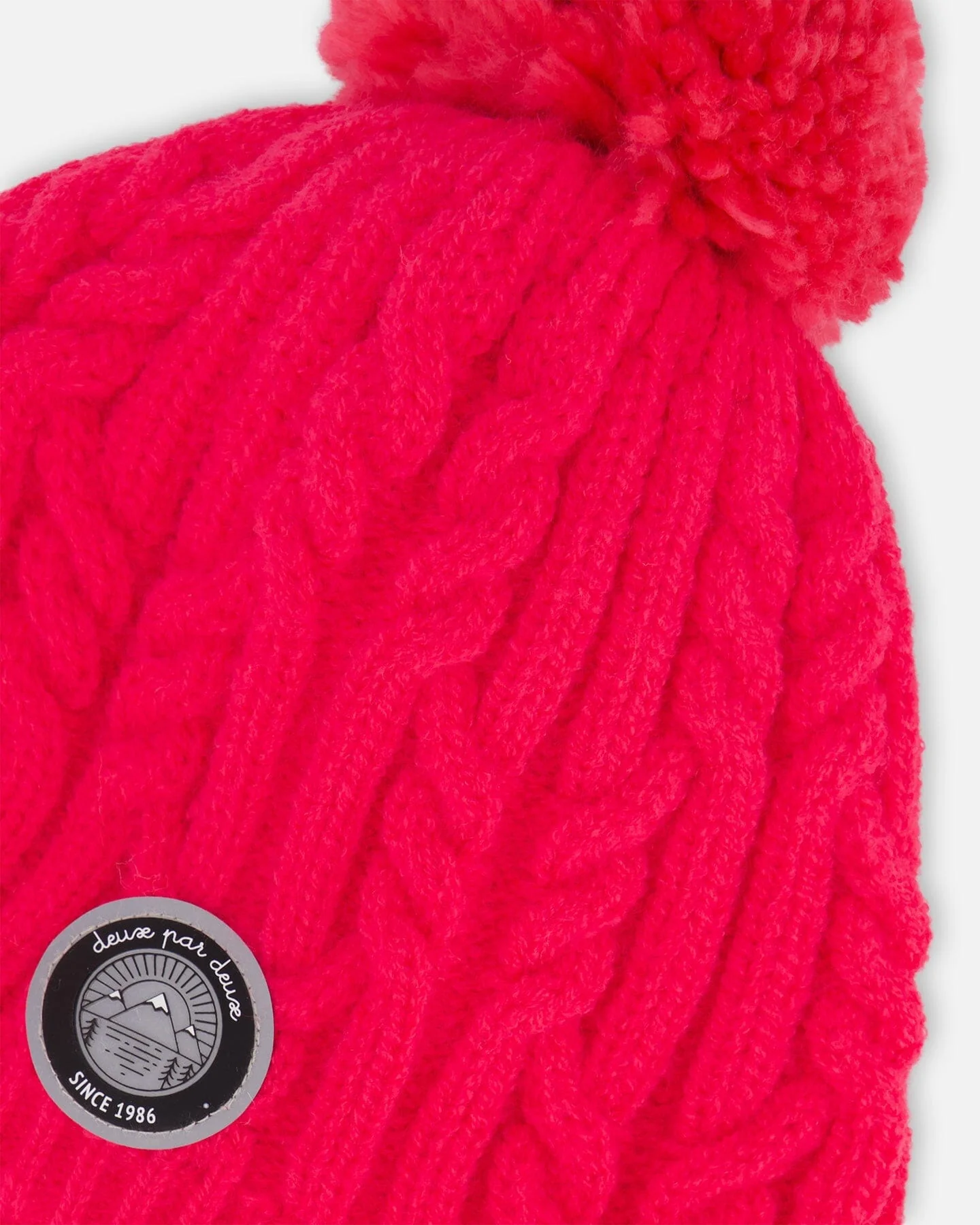 Lined Winter Hat With Pompom Flash Coral - Image 4