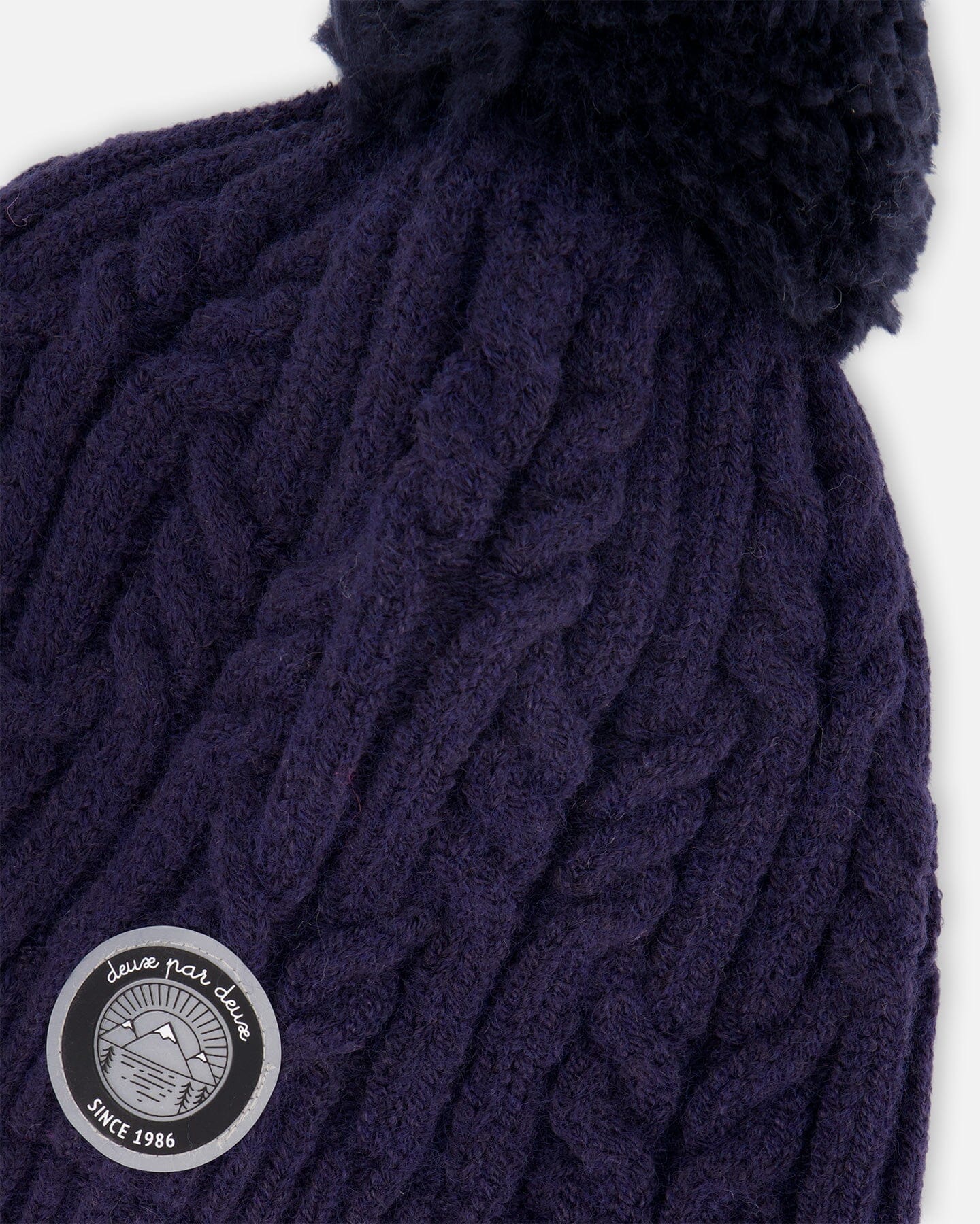 Lined Winter Hat With Pompom Navy Blue - Image 4