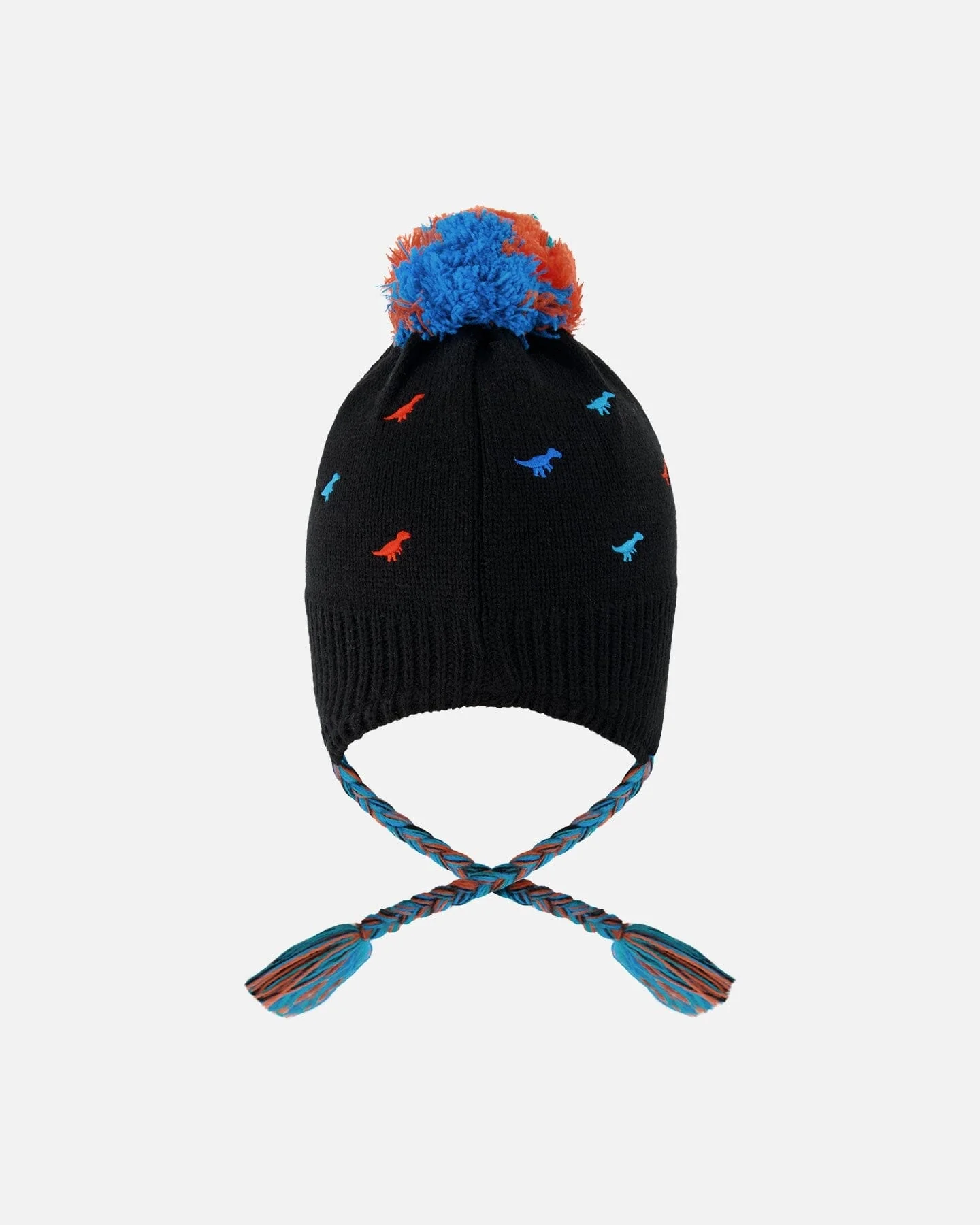 Lined Winter Peruvian Knit Hat With Pompom Black - Image 3