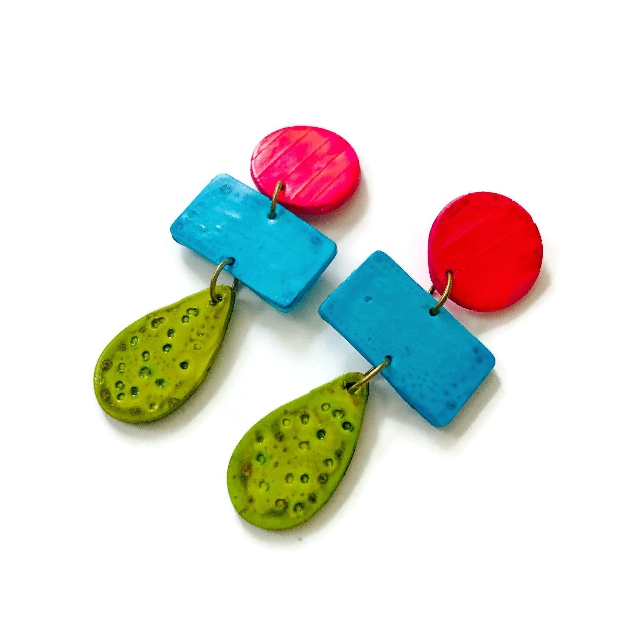 Long Colorful Clip On Statement Earring- “Zelda” - Image 2