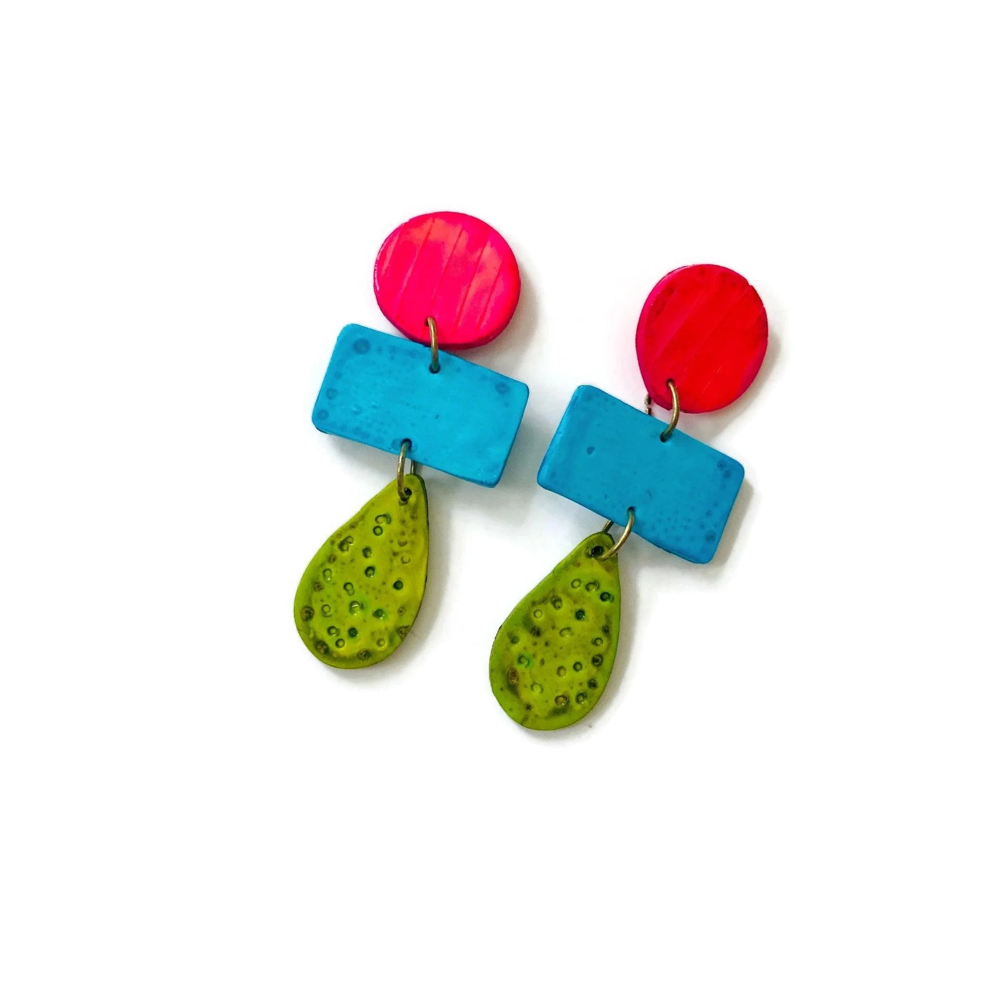 Long Colorful Clip On Statement Earring- “Zelda” - Image 3