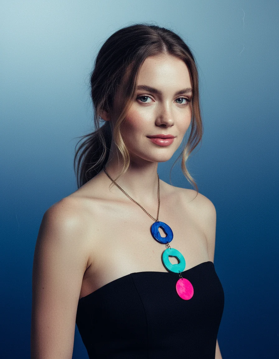 Long Colorful Statement Pendant Necklace, Handmade Polymer Clay - Image 3