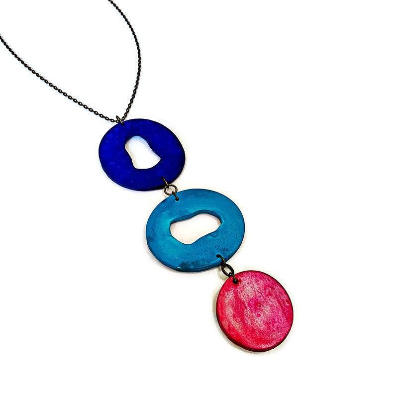 Long Colorful Statement Pendant Necklace, Handmade Polymer Clay - Image 5
