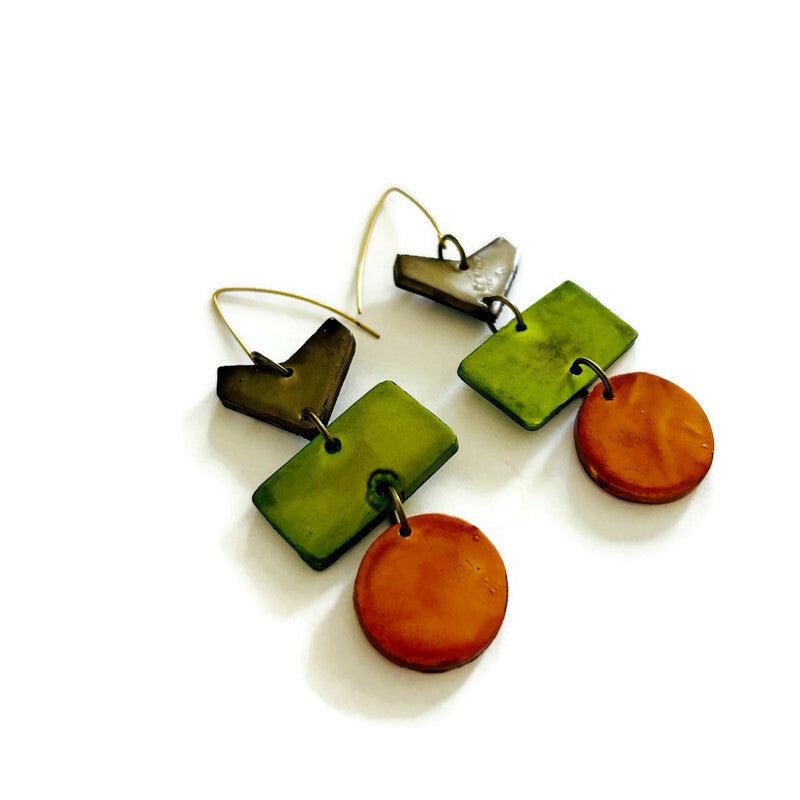 Long Geometric Dangle Earrings Handmade - Image 2