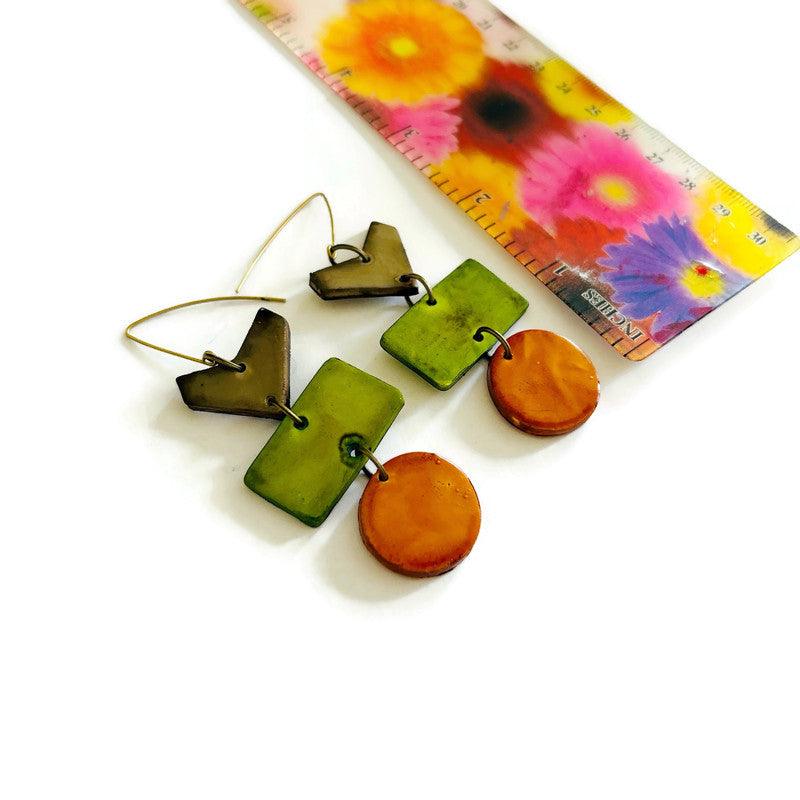 Long Geometric Dangle Earrings Handmade - Image 3
