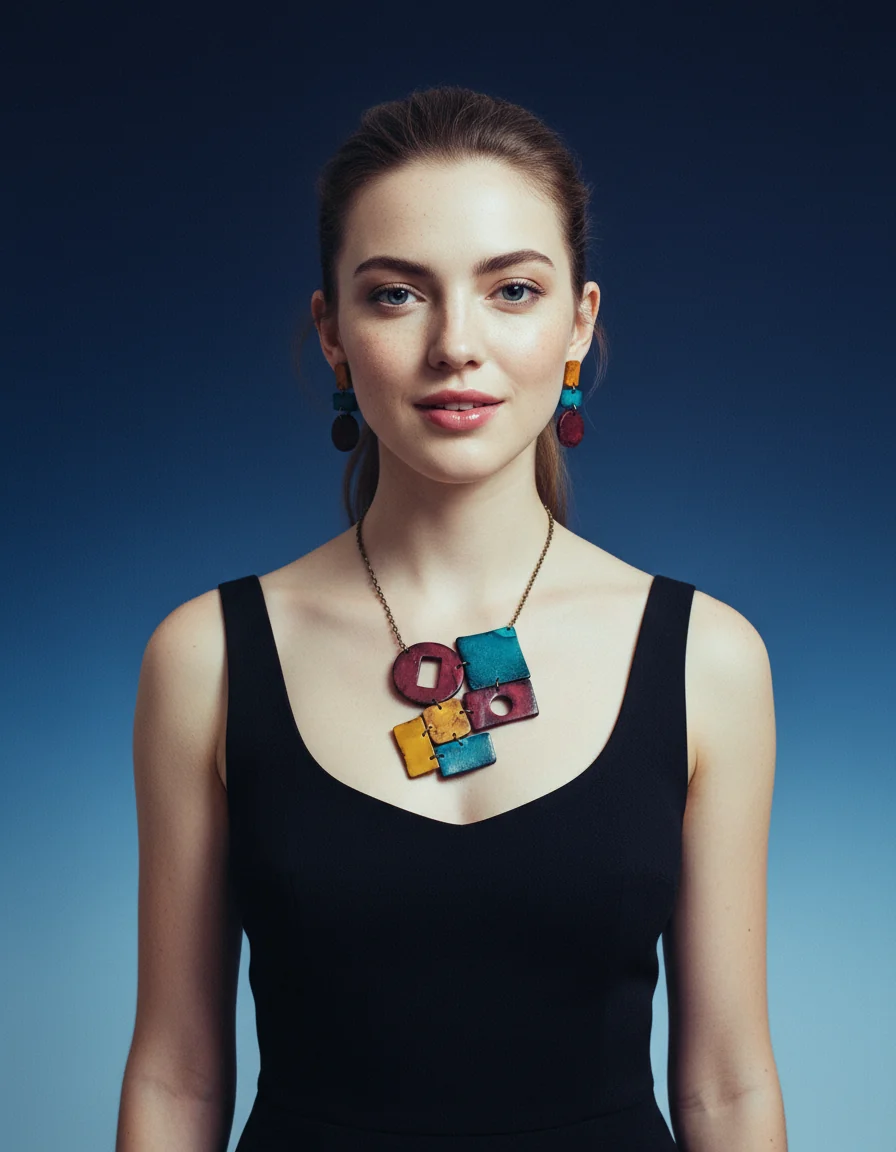 Long Geometric Drop Dangle Earrings, Post or Clip On – Handmade - Image 4