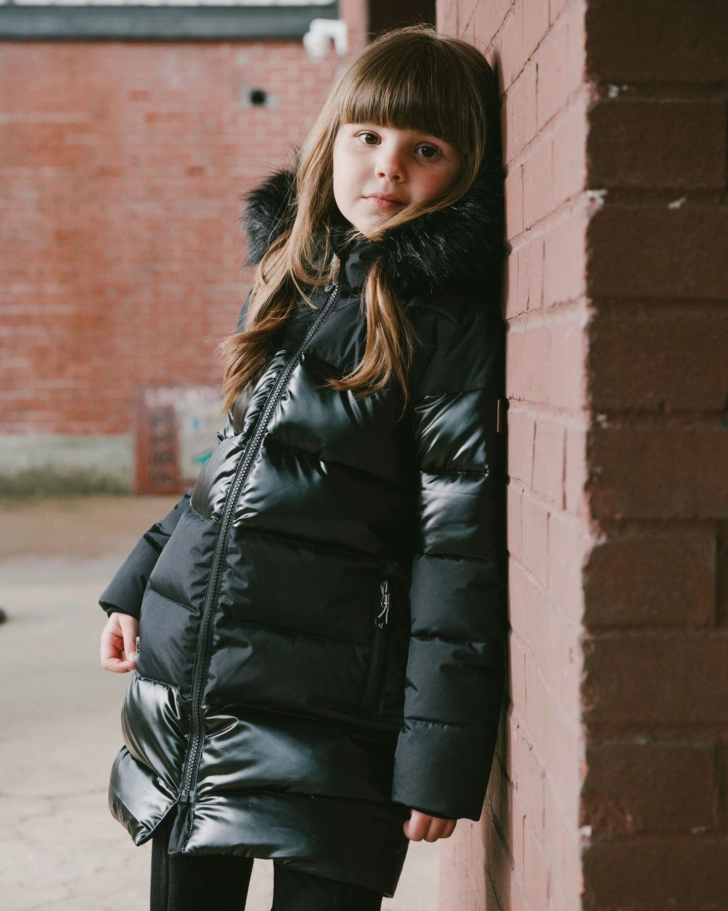 Long Metallic Puffy Coat Black - Image 3
