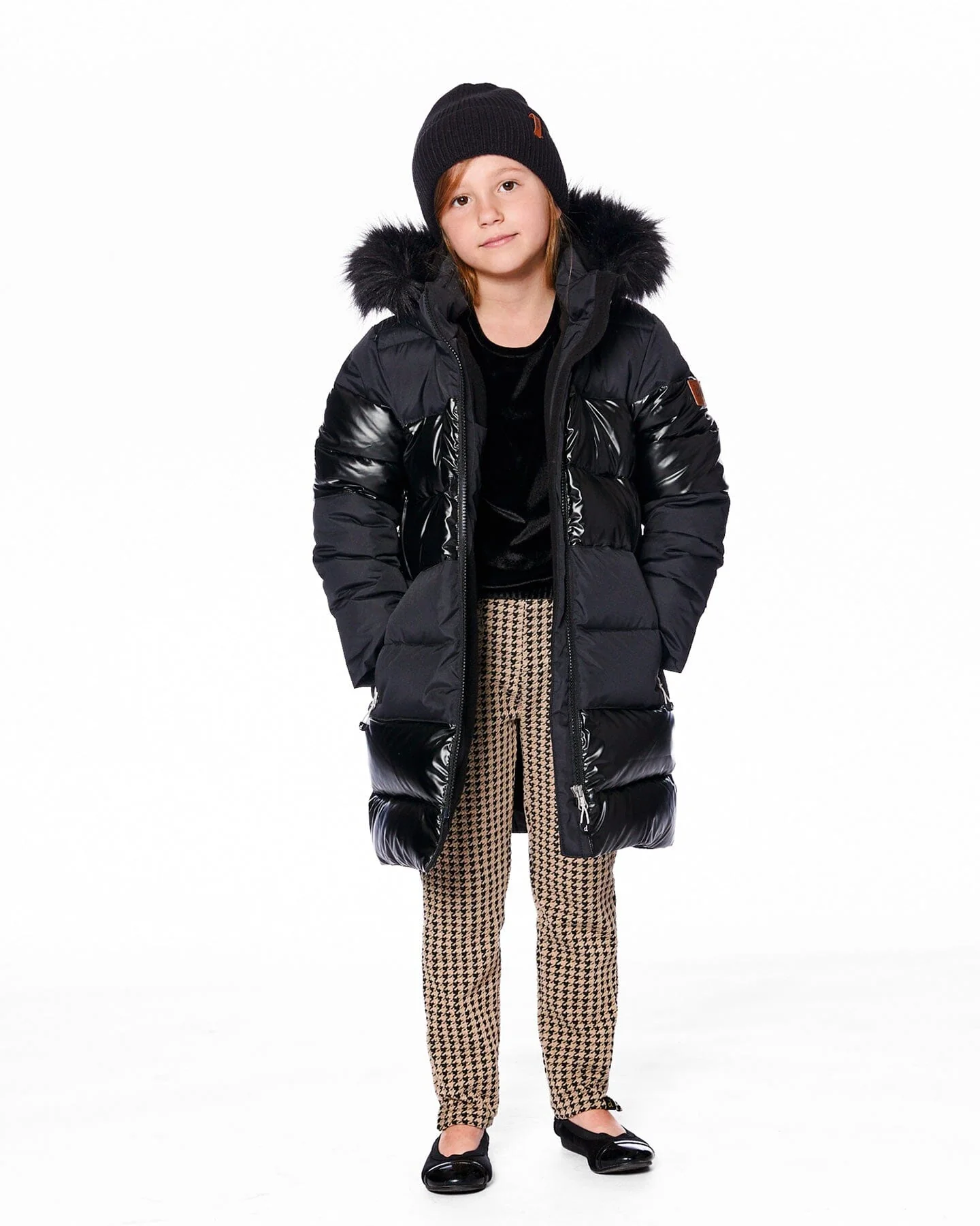 Long Metallic Puffy Coat Black - Image 4
