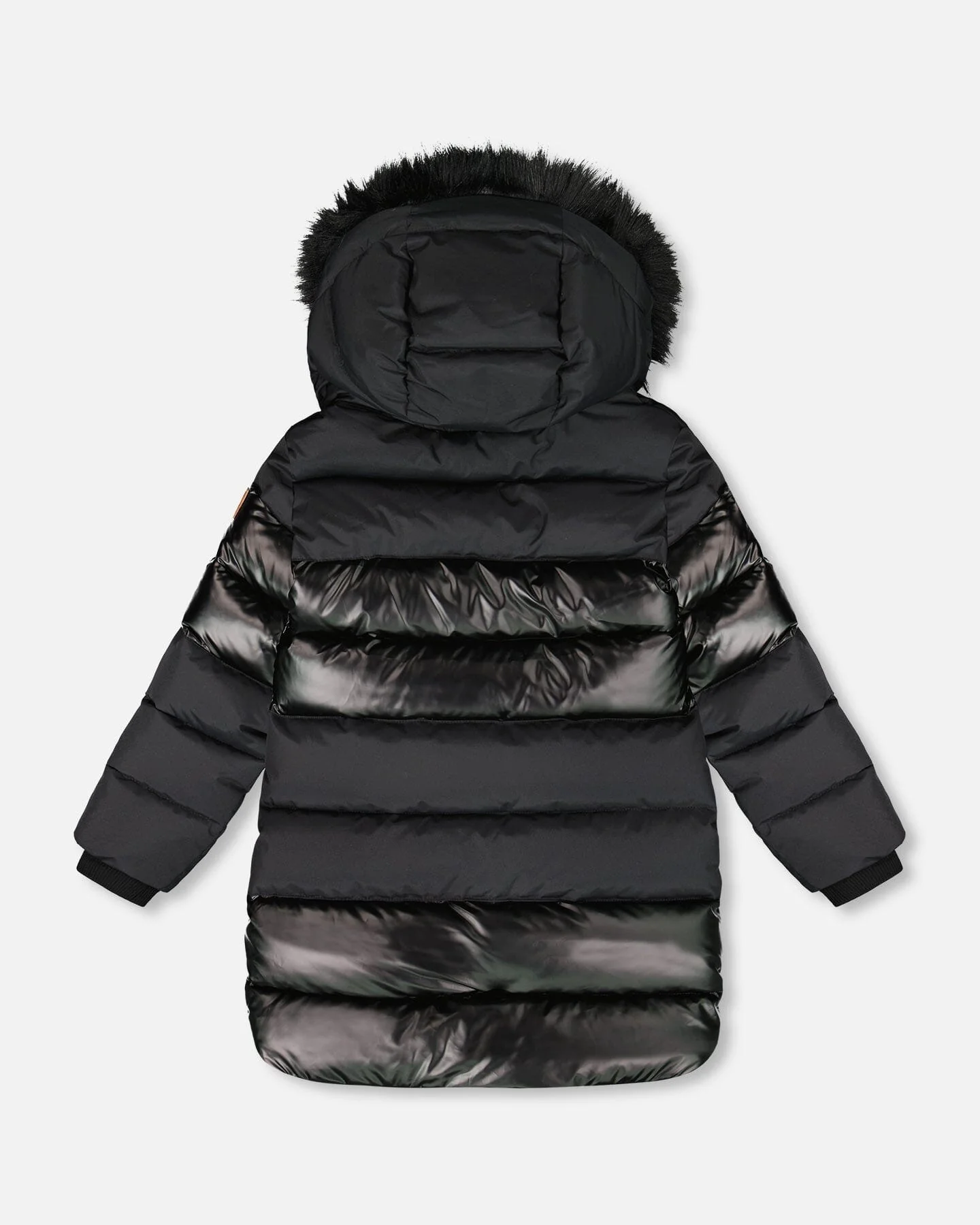 Long Metallic Puffy Coat Black - Image 5