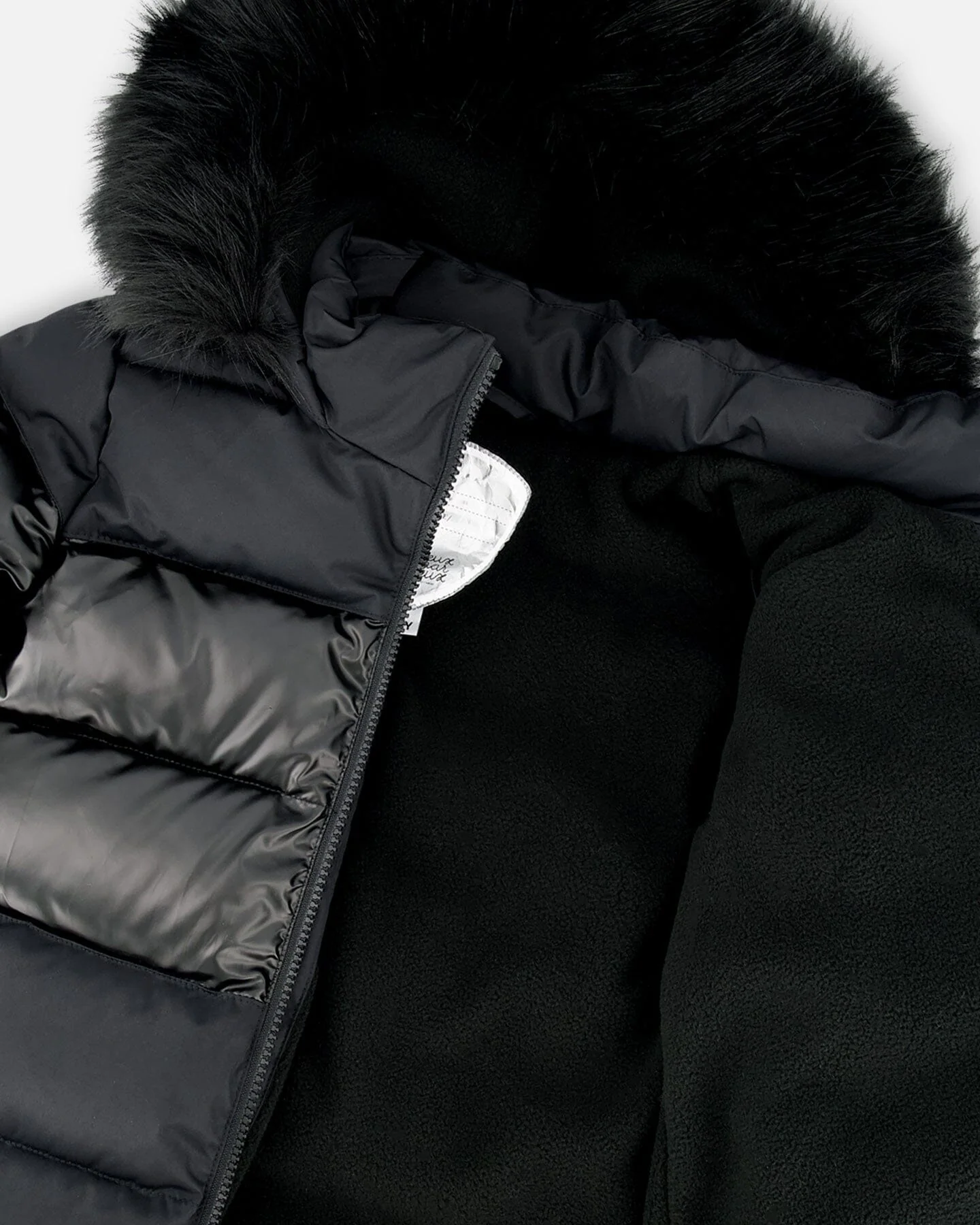 Long Metallic Puffy Coat Black - Image 6
