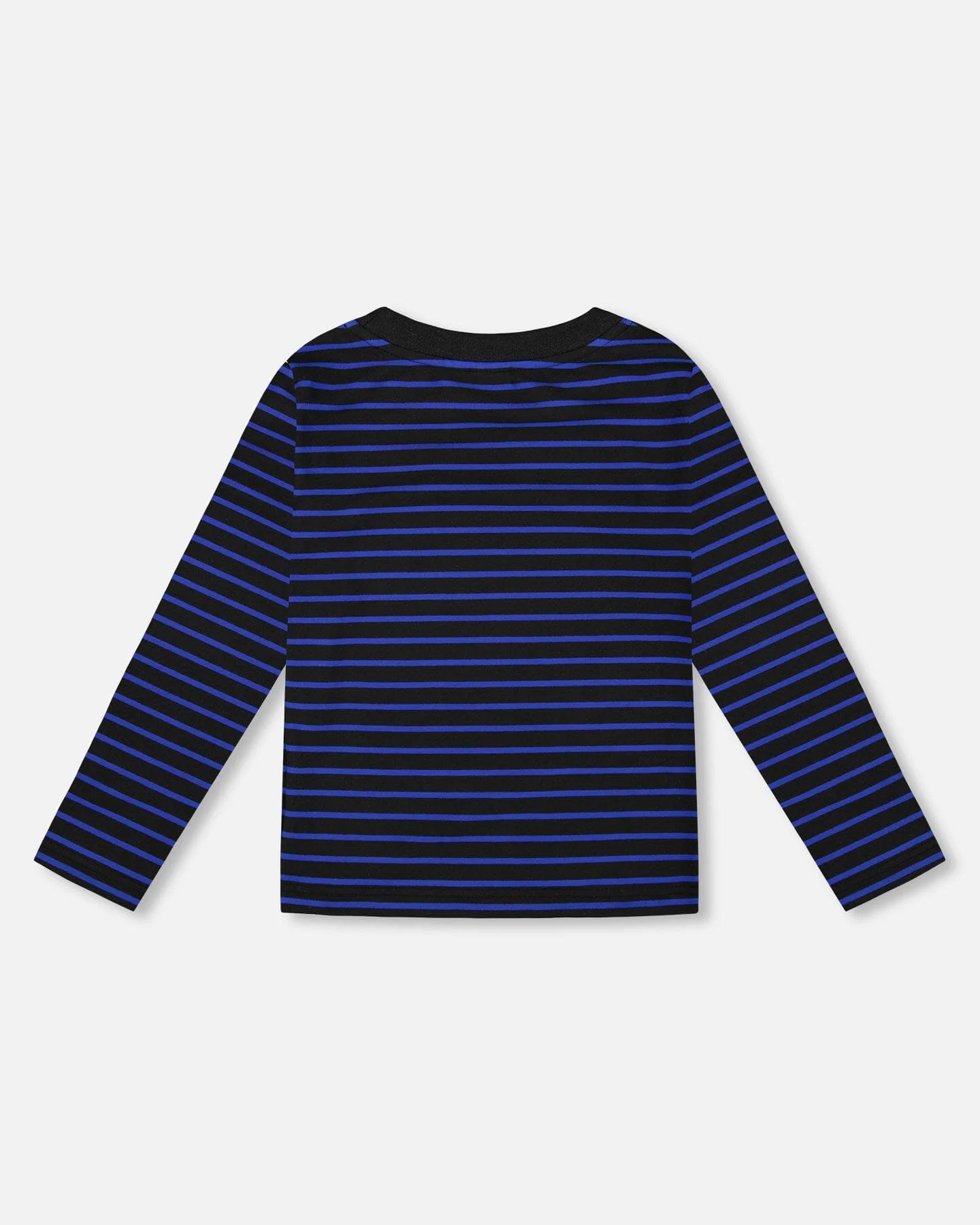 Long Sleeve Brushed Jersey Striped Tee Black - Image 3