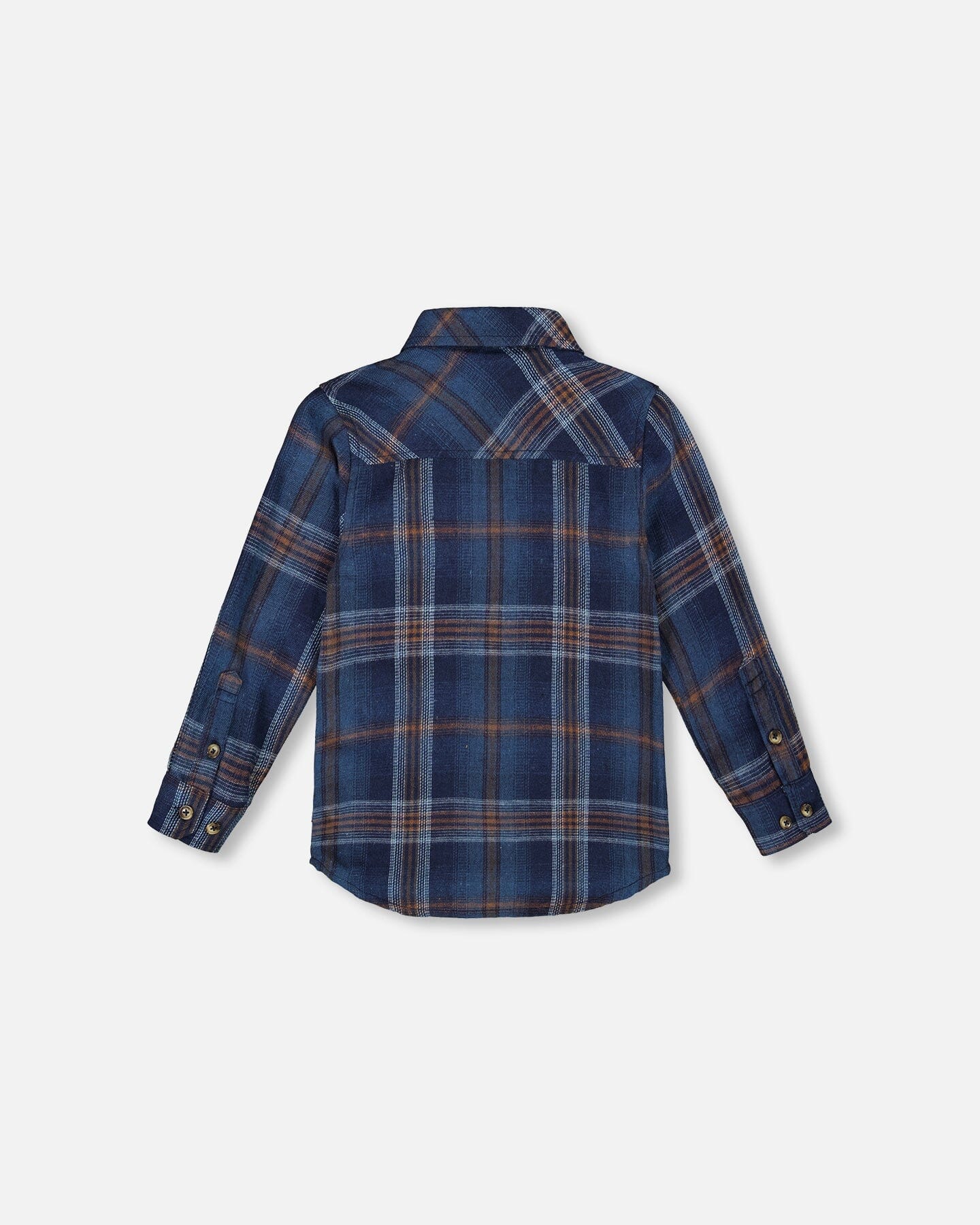 Long Sleeve Flannel Shirt Blue And Brown Plaid - Image 4