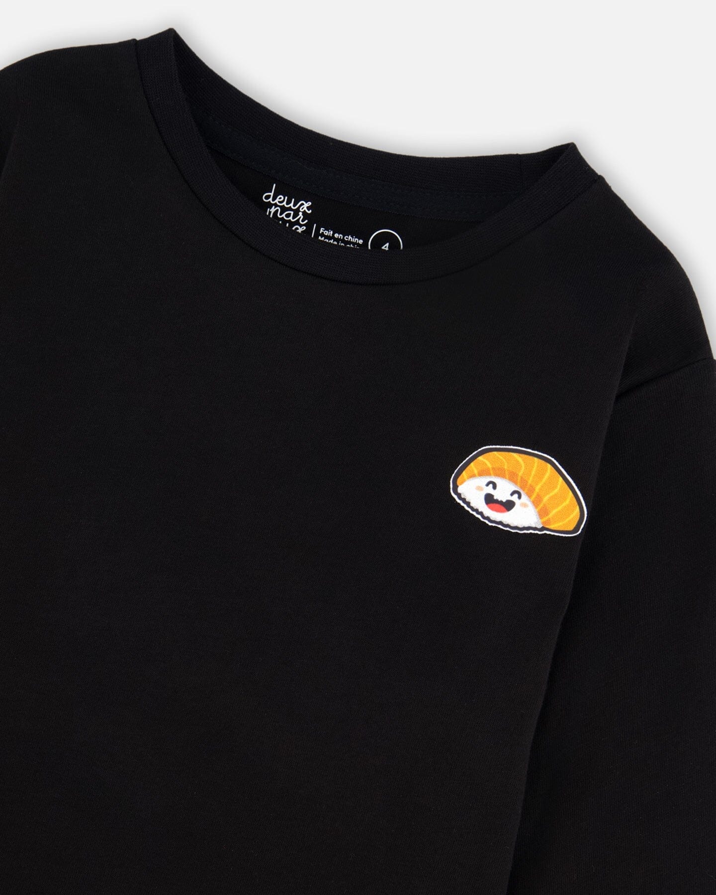 Long Sleeve Jersey Tee Shirt Black With Print Back & Front - Image 4