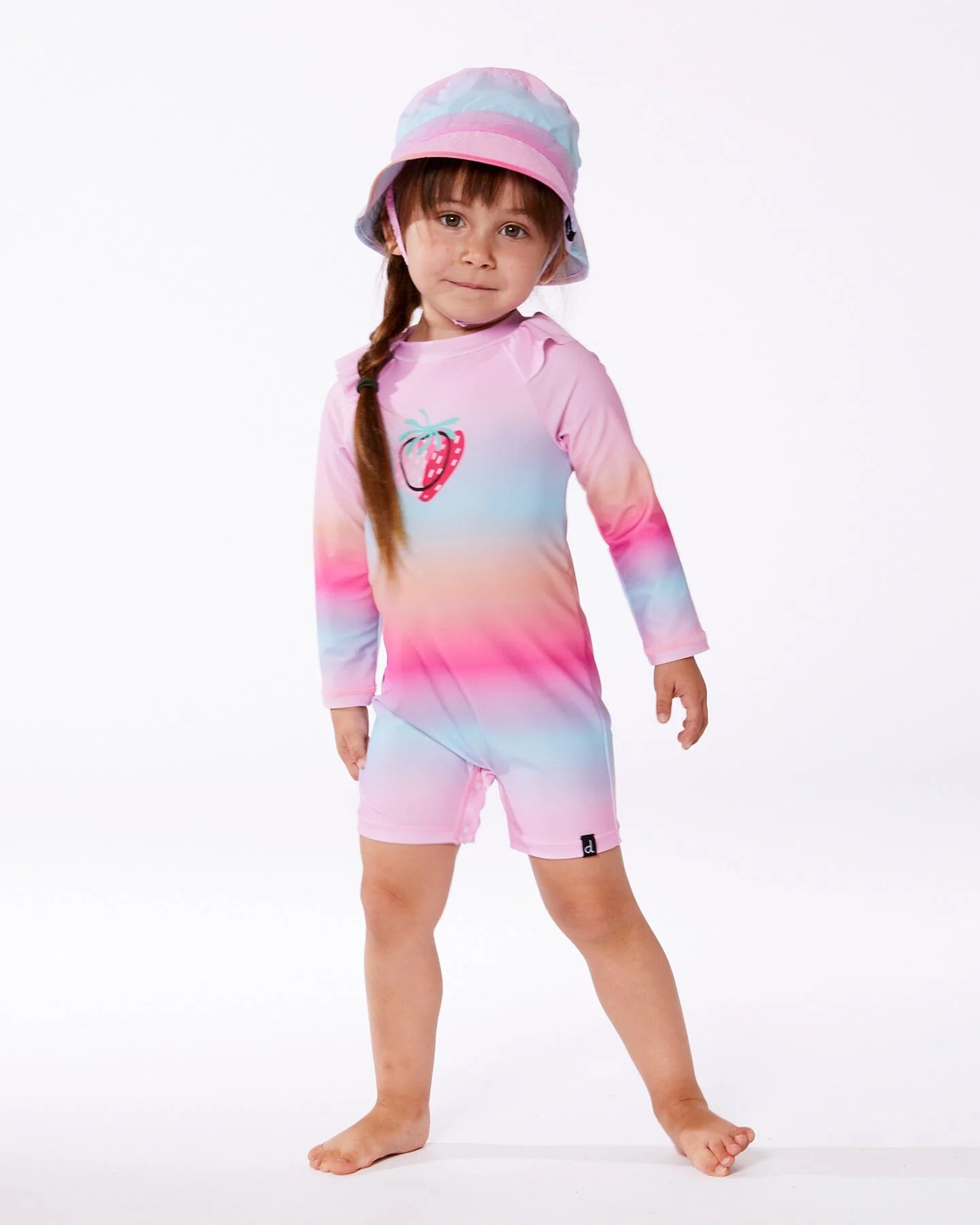 Long Sleeve One-Piece Rashguard Pink, Orange, And Turquoise - Image 3