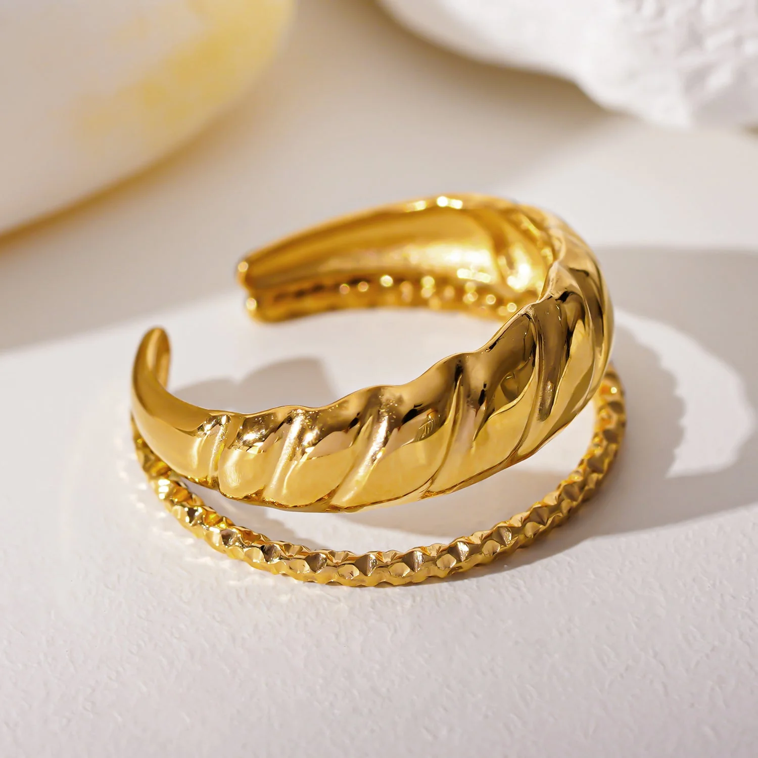 LYAM: Double Stacked Contrasting Textured Ring - Image 4