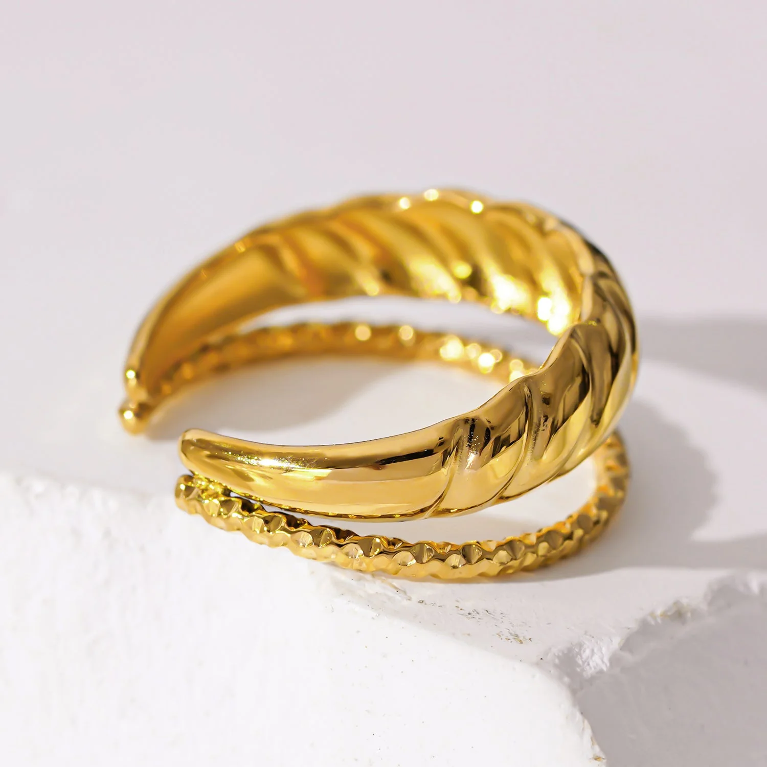 LYAM: Double Stacked Contrasting Textured Ring - Image 5