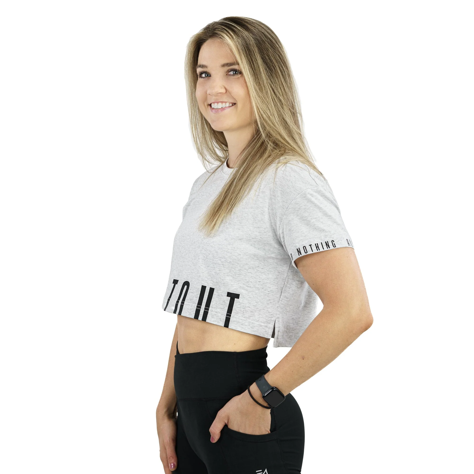 Madi Crop Tee Heather Grey - Image 4