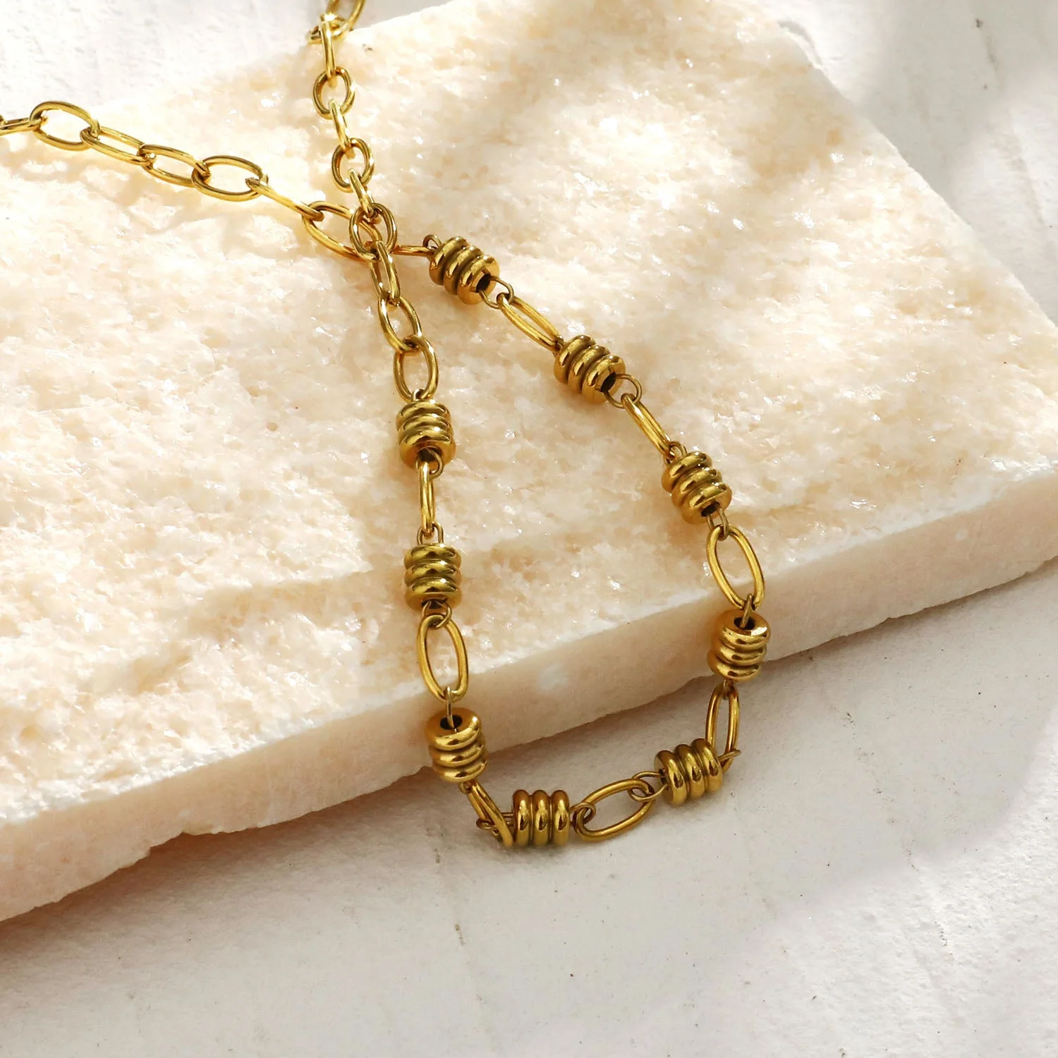 MAGENA Oval-Links & Adjoined Beads Statement Necklace - Image 3